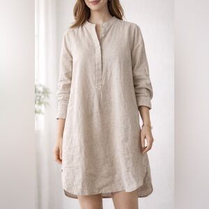 NWT Tuckernuck Natural Linen Beige Button Tatum Flow Dress Womens Size M